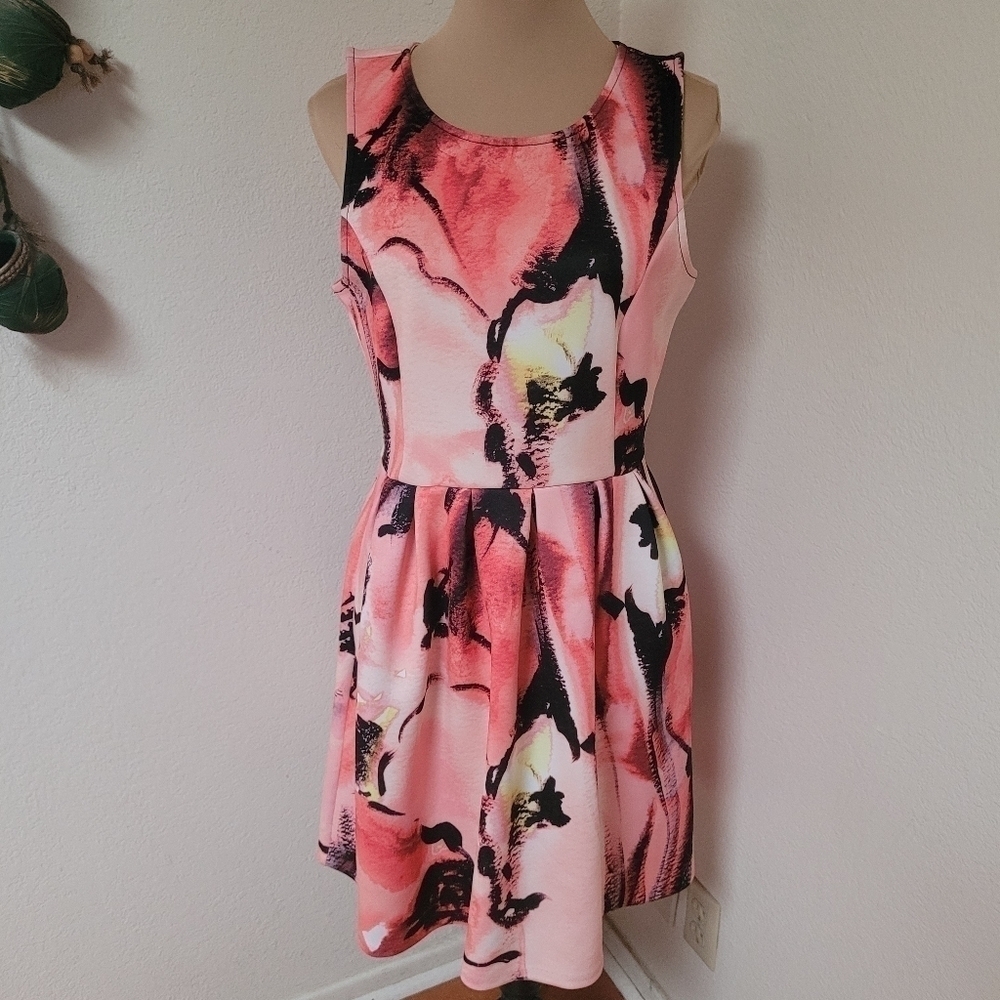Apt 9 Pink Neoprene Dress with Pleated Skirt
